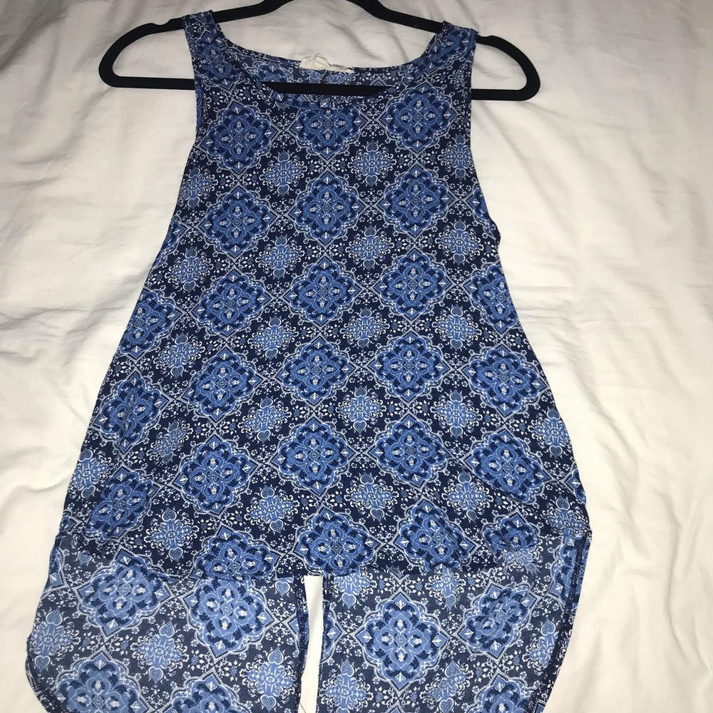 Pink Rose Blue Blouse Size S